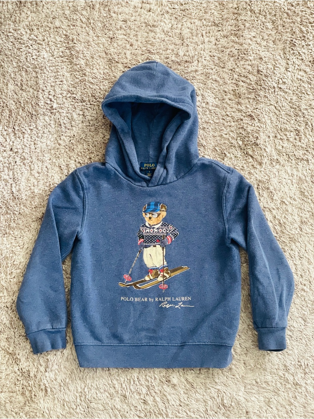 Polo Ralph Lauren Blue Fleece Ski Bear Pullover Hoodie 🎿